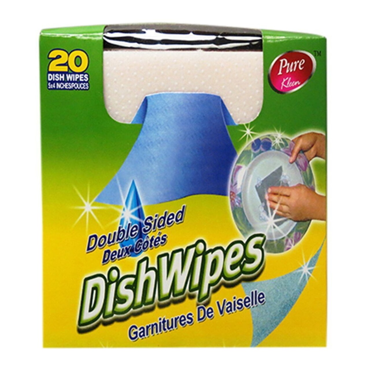 Pure Kleen Dish Wipes Double Sided 20 Wipes In 1 Pack (Pack of 3)